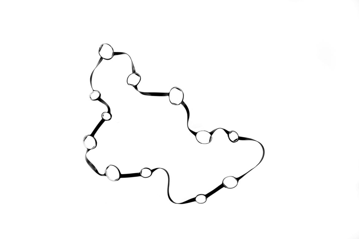 Connexions, necklace, sterling silver, inner tube, 2009