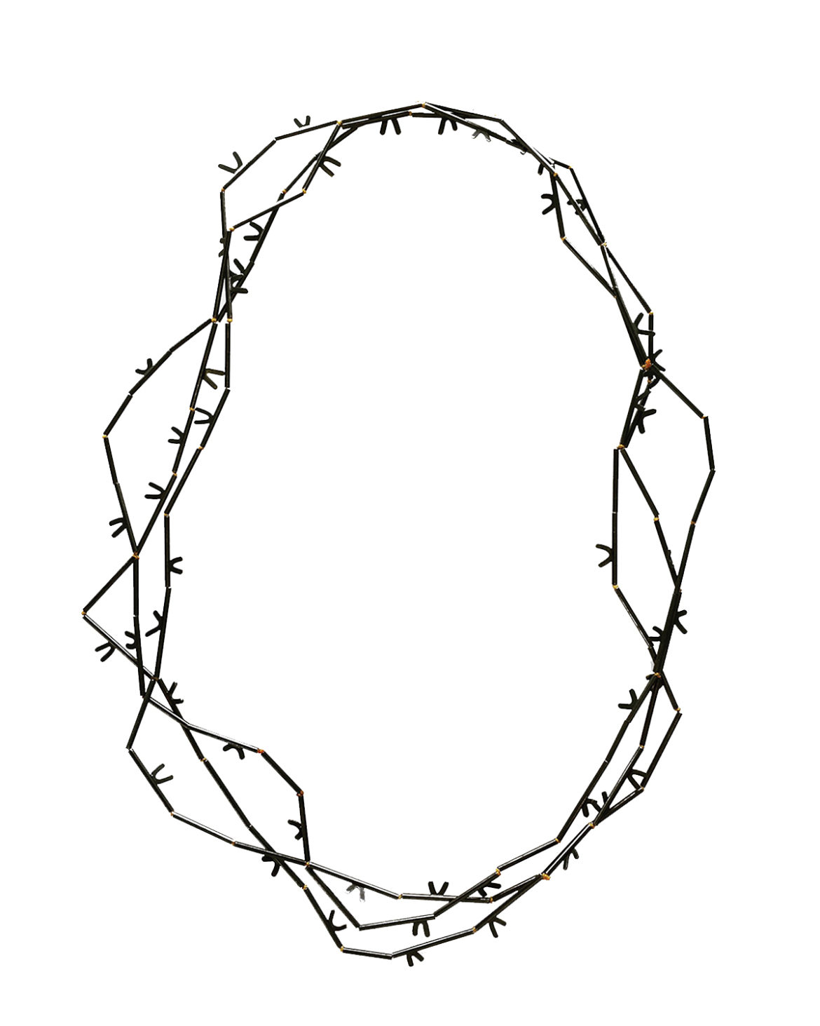 Necklace "3X", blackened sterling silver, silk, 2018