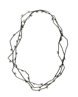 Necklace „3X“, blackened sterling silver, silk, 2018